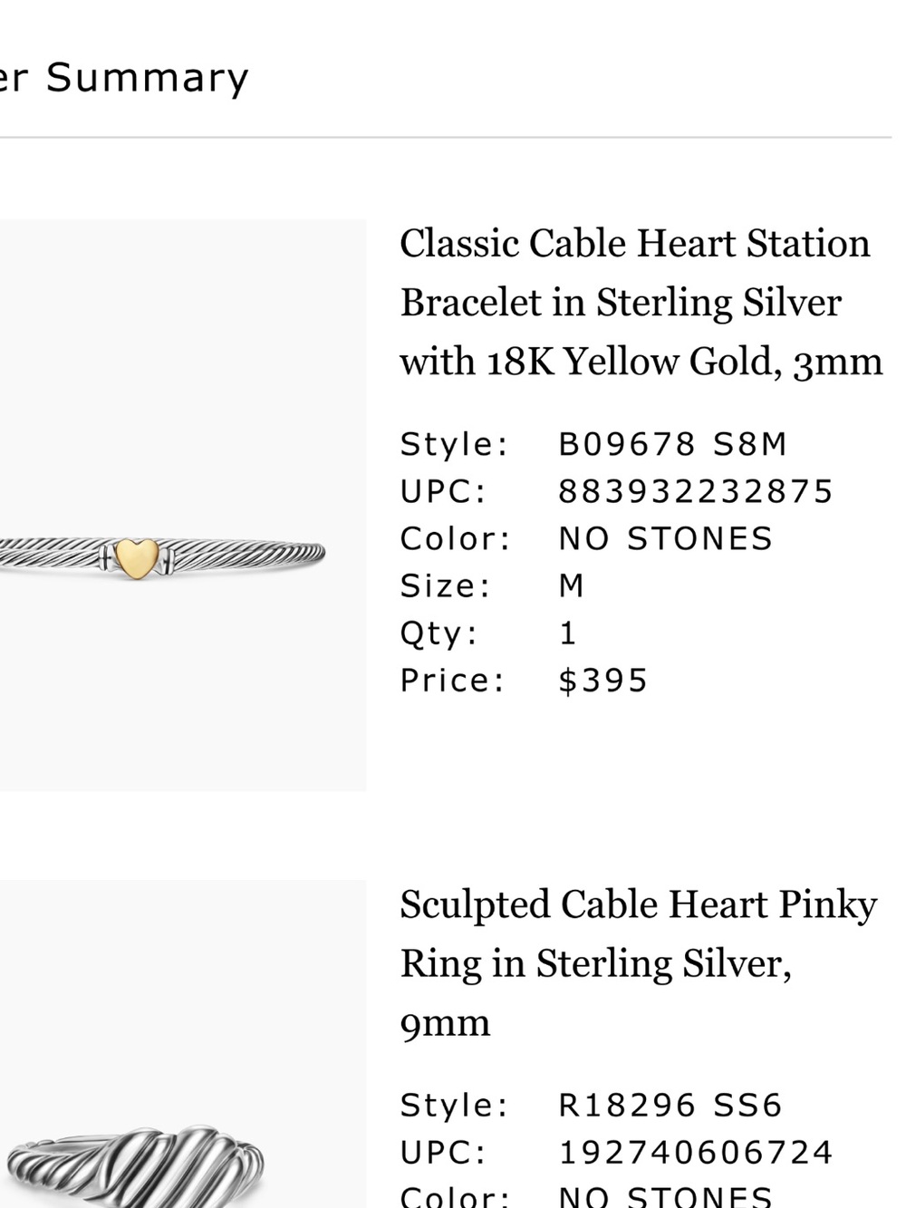David Yurman Two-Tone Cable Bracelet with Gold Heart - Picture 8 of 8
